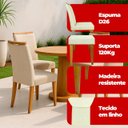 Ver imagem 4 de Kit 4 Cadeira de Jantar Emily Estofada Linho Bege Pé de Madeira Castanho - Arkell