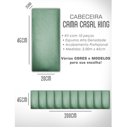 Kit 10 Cabeceiras de Cama Box Casal King Estofada Modulada 2,00mx45cm - 6