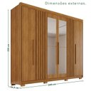 Ver imagem 3 de Guarda-Roupa Casal com Pés e Espelho 100% MDF 6 Portas 6 Gavetas Granada Premium Marrom/Cinamomo
