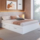 Ver imagem 3 de Cama de Casal com Baú 4 Portas para Colchão 188x138cm Multimóveis Cr40132 Branco