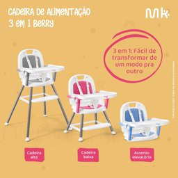 Cadeira de Alimentação Berry 3 em 1 Rosa Multikids Baby - Bb390 Bb390 Multikidsbaby - 4