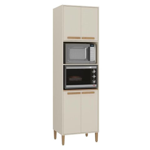 Armario Cozinha Paneleiro Munique com 4 Portas Off White/Canelato