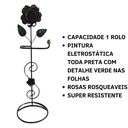 Ver imagem 3 de Suporte Porta Papel Higiênico 1 Rolo em Ferro de Chão Artesanal com Rosas:marron