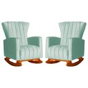 Ver imagem 1 de Conjunto 2 Poltronas Estofadas de Balanço Melinda Veludo Acqua - LM DECOR