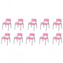 Ver imagem 1 de Kit 10 Cadeira Iso Infantil Creche, Base Cinza Rosa