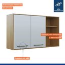 Ver imagem 6 de Armário Aéreo Organizador Suspenso Cozinha 2 Portas 2 Prateleiras MDP Marrom Madeira Off White