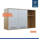 Ver imagem 7 de Armário Aéreo Organizador Suspenso Cozinha 2 Portas 2 Prateleiras MDP Marrom Madeira Off White