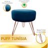 Puff Decorativos Sala Quarto Tunísia Veludo Azul Base Bronze - Star Confort Azul e Bronze - 6
