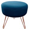 Puff Decorativos Sala Quarto Tunísia Veludo Azul Base Bronze - Star Confort Azul e Bronze - 1
