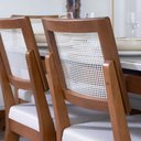 Ver imagem 4 de Conjunto com 4 Cadeiras de Madeira Maciça Estofada com Palhinha Saga - Natural C/ Linho Mescla Cru