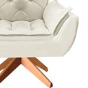 Ver imagem 4 de Poltrona Opala Giratória Base Madeira Suede - Navega Móveis Navega Móveis Opala Base Madeira Creme
