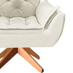 Poltrona Opala Giratória Base Madeira Suede - Navega Móveis Navega Móveis Opala Base Madeira Creme - 4