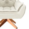 Poltrona Opala Giratória Base Madeira Suede - Navega Móveis Navega Móveis Opala Base Madeira Creme - 4