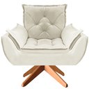 Ver imagem 3 de Poltrona Opala Giratória Base Madeira Suede - Navega Móveis Navega Móveis Opala Base Madeira Creme
