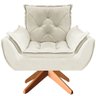 Poltrona Opala Giratória Base Madeira Suede - Navega Móveis Navega Móveis Opala Base Madeira Creme - 3