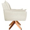 Poltrona Opala Giratória Base Madeira Suede - Navega Móveis Navega Móveis Opala Base Madeira Creme - 5