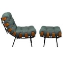 Ver imagem 6 de Poltrona Sala Estar Decorativa Costela de Adão com Puff Luxo: Poltrona Costela Linho Verde