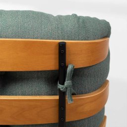 Poltrona Sala Estar Decorativa Costela de Adão com Puff Luxo: Poltrona Costela Linho Verde - 7