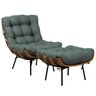 Poltrona Sala Estar Decorativa Costela de Adão com Puff Luxo: Poltrona Costela Linho Verde - 1