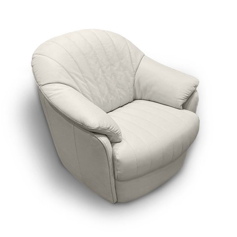 Poltrona Sala de Estar com Balanço Mars Base Giratória U270 Couro Bege Claro G49 - Idea Relax By Nat