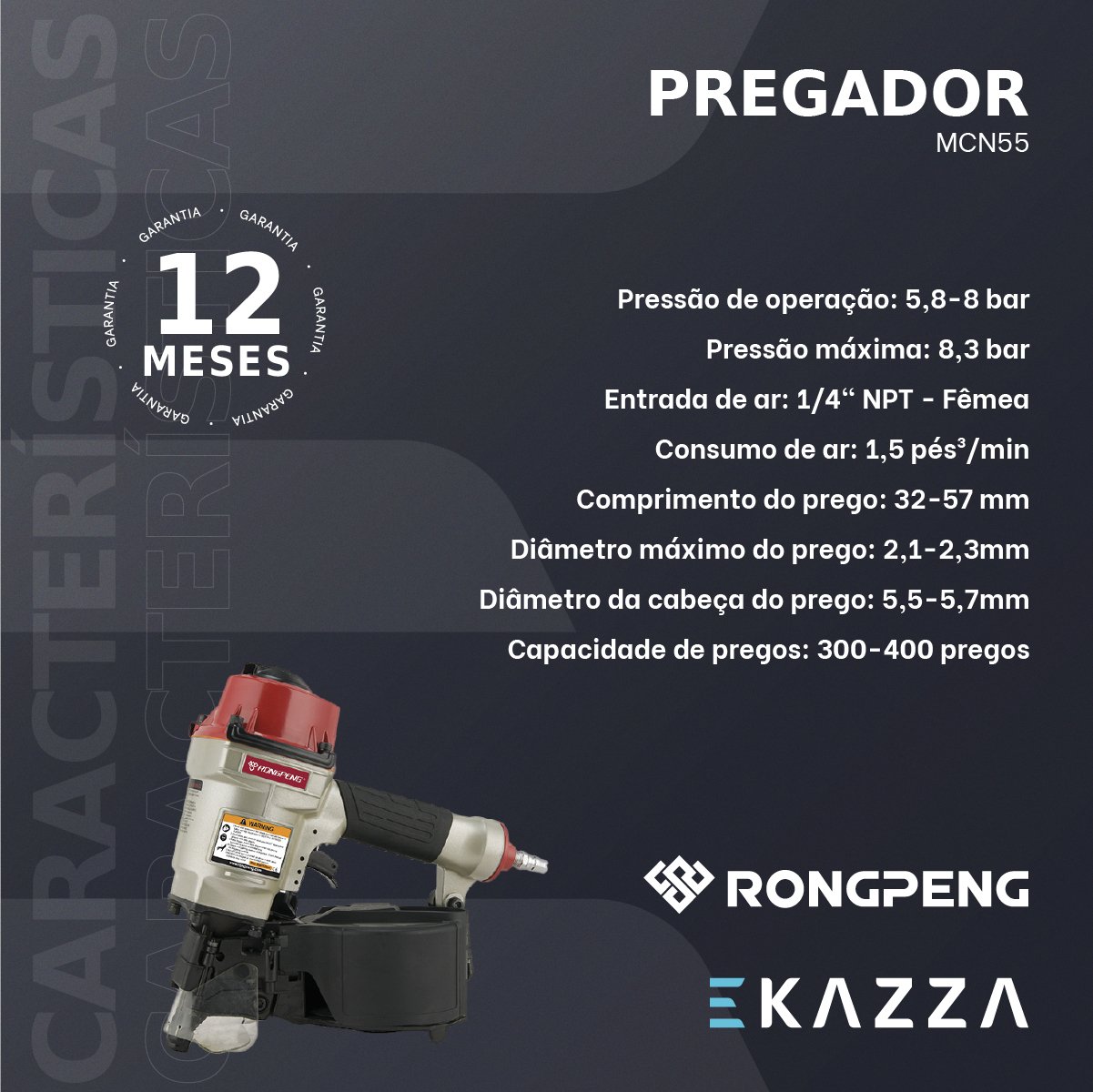 Pregador Pneumático Mcn55 - Rongpeng - 2