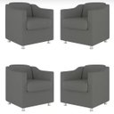 Ver imagem 1 de Kit 4 Poltronas Decorativa Bia Suede Cinza - Twdecora