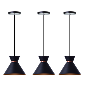 Kit 3 Pendentes Dubai 17cm Para Mesa Balcão Gourmet: Cor Preto
