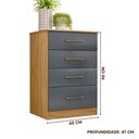 Ver imagem 4 de Cômoda 4 Gavetas Freijó Cinza Ms913 Moval