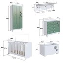 Ver imagem 4 de Quarto Infantil 5 Peças com Berço Guarda Roupa e Cômoda Cor:branco com Verde