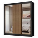 Ver imagem 3 de Guarda-roupa Casal 3 Portas de Correr com Espelhos Preto/rustic Nobre Madesa