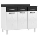 Ver imagem 1 de Balcão Cozinha Com Tampo Aço 3 Portas 3 Gavetas Branco Preto