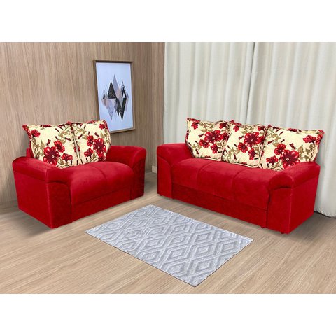 Sofá 2 e 3 Lugares Vermelho/floral 608/25 Chile