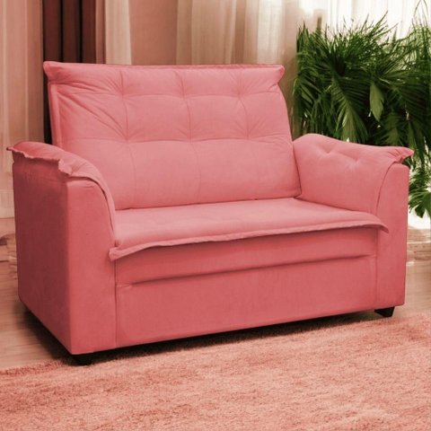 Sofá 2 Lugares Namoradeira Marrocos 1,40m Sala de Tv Estar Recepção Suede Rose Mabe Magazine