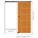 Ver imagem 2 de Porta Ipê Champanhe Friso 9 90x210cm + Kit de Correr Sobrepor Preto