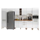 Ver imagem 1 de Armário De Cozinha Completa Com Adega 11 Portas 4 Gavetas Favorita Branco/Nature