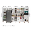 Ver imagem 4 de Armário De Cozinha Completa Com Adega 11 Portas 4 Gavetas Favorita Branco/Nature