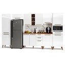 Ver imagem 1 de Armário de Cozinha Completa com Adega 11 Portas 4 Gavetas Favorita Branco/Nature