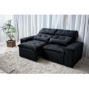 Ver imagem 2 de Sofá Retrátil e Reclinável 2,00m em Tecido Suede Preto