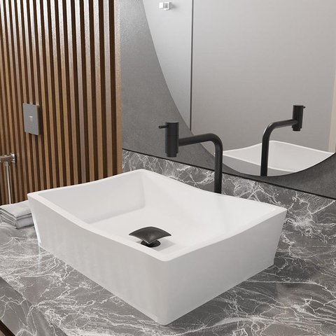 Kit Cuba de Apoio Atena Com Torneira e Valvula Inox Black Branco