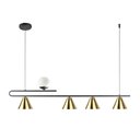 Ver imagem 2 de Pendente Moderno Filadélfia Preto e Dourado Lixado Globo Leitoso Spotline