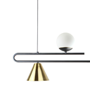 Ver imagem 3 de Pendente Moderno Filadélfia Preto e Dourado Lixado Globo Leitoso Spotline