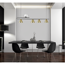 Ver imagem 4 de Pendente Moderno Filadélfia Preto e Dourado Lixado Globo Leitoso Spotline