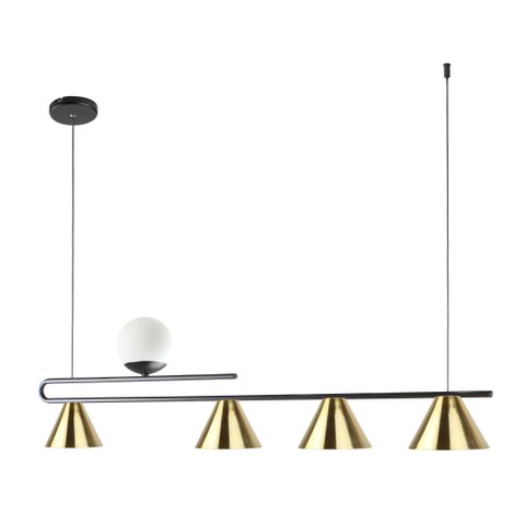 Pendente Moderno Filadélfia Preto e Dourado Lixado Globo Leitoso Spotline