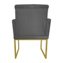 Ver imagem 3 de Poltrona Klara Suede Cinza Base De Ferro Dourada - Vallisa Decor