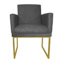 Ver imagem 2 de Poltrona Klara Suede Cinza Base De Ferro Dourada - Vallisa Decor