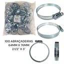 Ver imagem 2 de Kit 100 Abraçadeiras Rosca sem Fim Galvanizada 64mm X 76mm 2.1/2x3"
