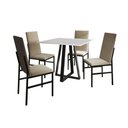 Ver imagem 4 de Conjunto de Jantar Mesa Mônaco Premium 90cm Branca com 4 Cadeiras Estofadas Bege Preto