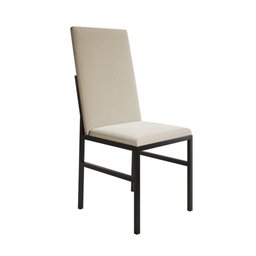 Conjunto de Jantar Mesa Mônaco Premium 90cm Branca com 4 Cadeiras Estofadas Bege Preto - 2