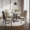 Ver imagem 1 de Conjunto de Jantar Mesa Mônaco Premium 90cm Branca com 4 Cadeiras Estofadas Bege Preto