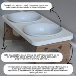 Comedouro Elevado Duplo Gato Pet Mdf Colors Branco - 3